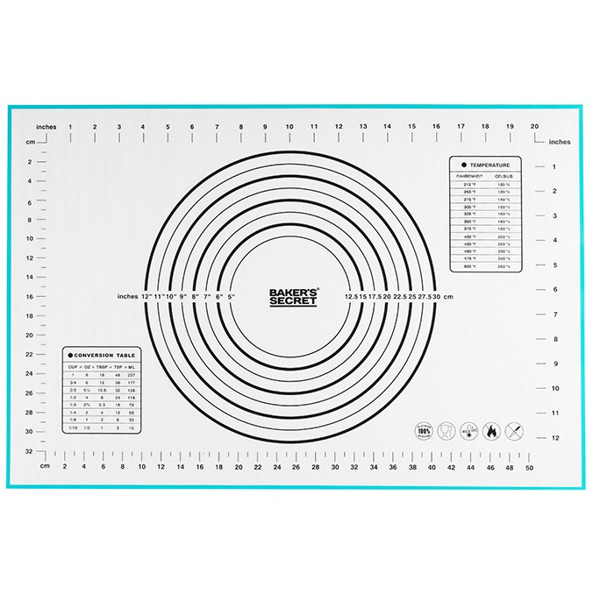 საზომი სილიკონი ცხობისთვის Ronig BS40556, Silicone Baking Mat With Measurements, White