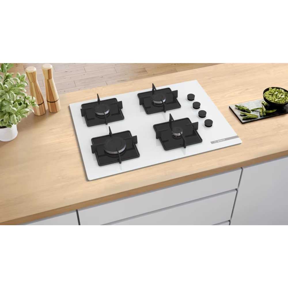 ჩასაშენებელი გაზის ქურის ზედაპირი Bosch POP7C2P31O, Built-in Gas Cooktop, White