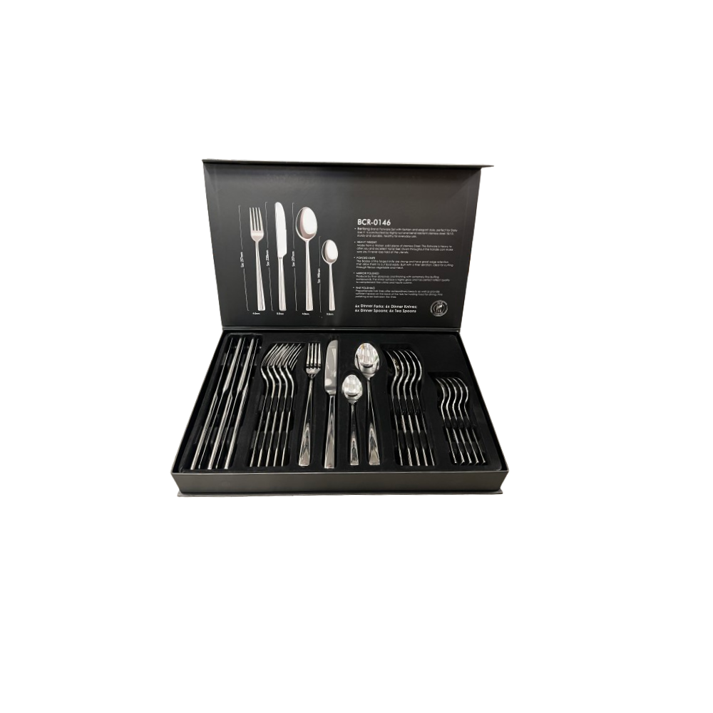 დანა-ჩანგალის ნაკრები Berllong BCR-0146, 24Pcs, Tableware Set, Silver