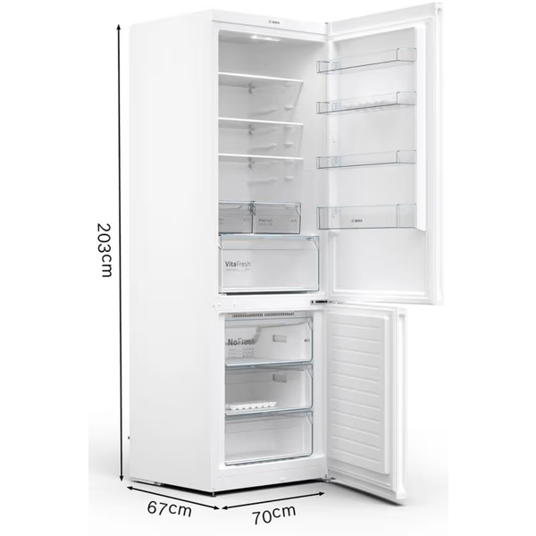 მაცივარი Bosch KGN49XWEA, 438L, E, 40dB, No Frost, Refrigerator, White