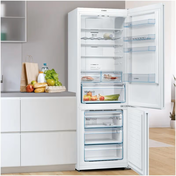 მაცივარი Bosch KGN49XWEA, 438L, E, 40dB, No Frost, Refrigerator, White