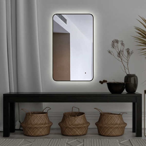 Mirror with black non-contact sensor Silver Mirrors Incanto, Black