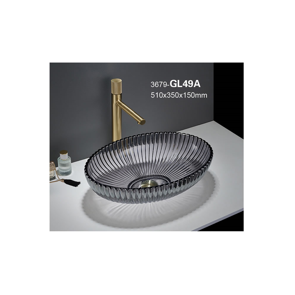 Washbasin Pate Glass Oval GL49A, Grey