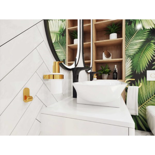 საპნის დისპენსერი Bisk Nature Gold, Soap Dispenser, White/Gold