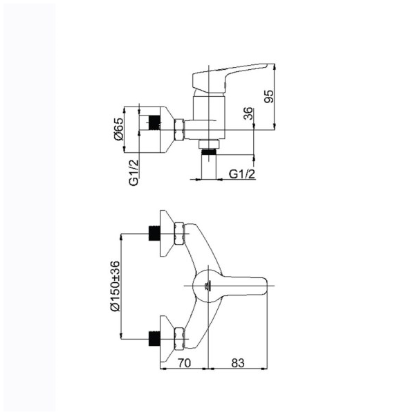 Bathroom mixer RUBINETA Uno-12/K (N20D01), Silver