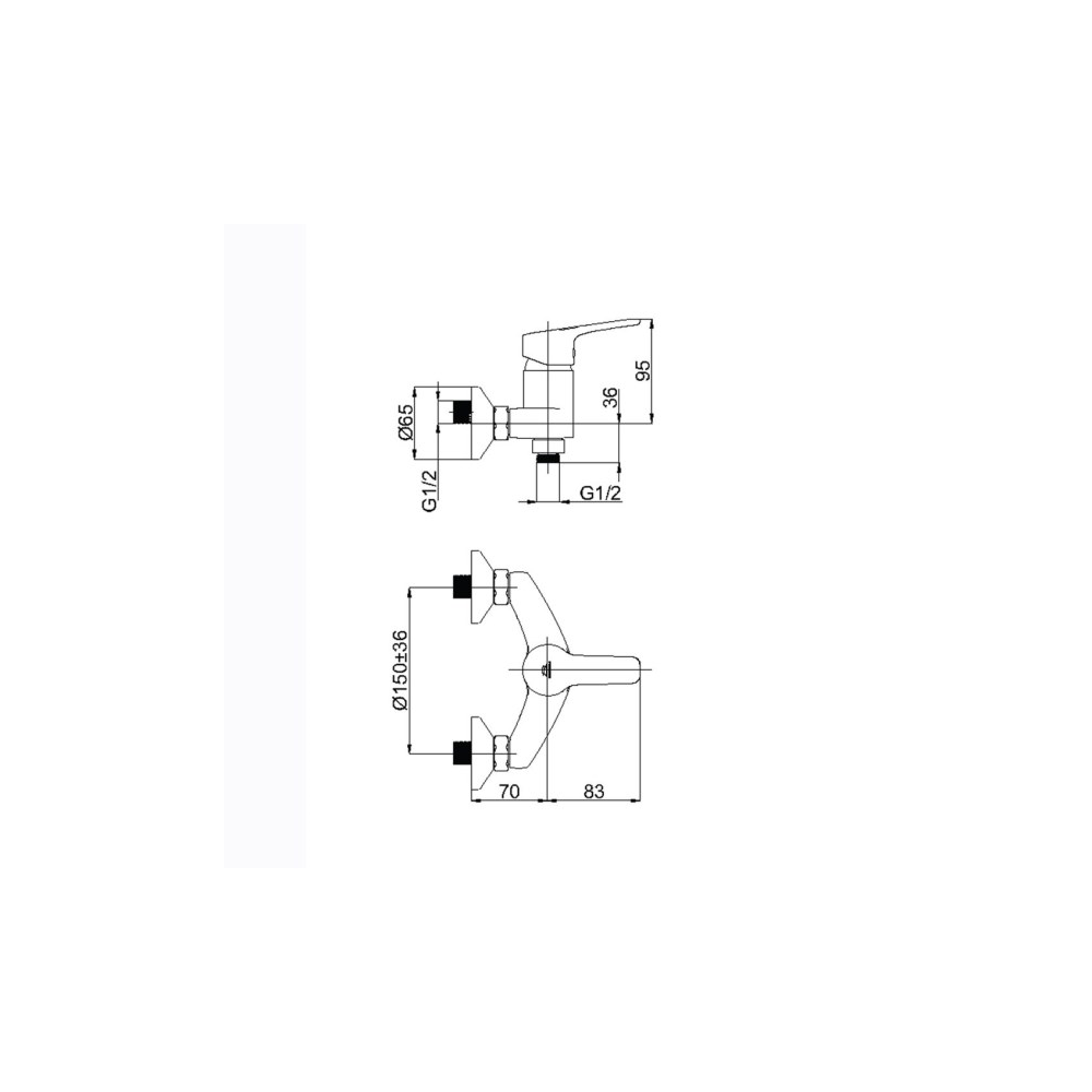 Bathroom mixer RUBINETA Uno-12/K (N20D01), Silver