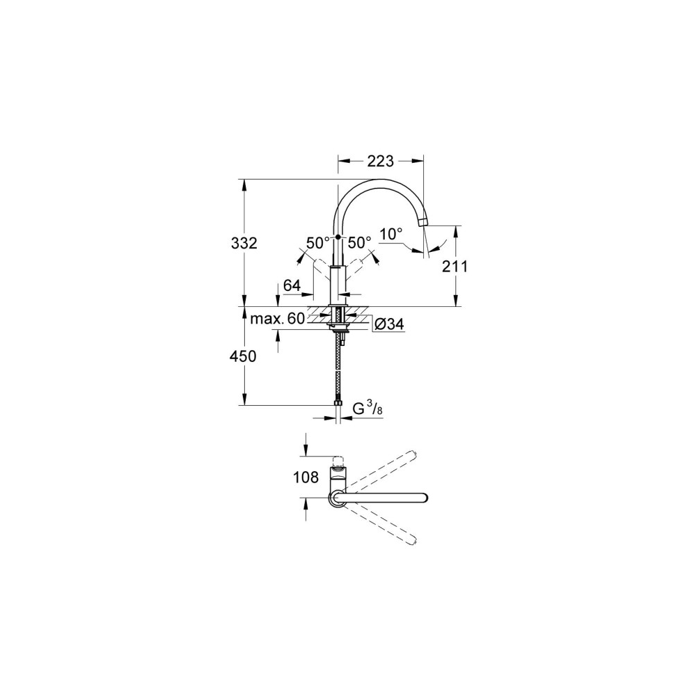 Kitchen faucet Grohe Start Edge 31369000, Silver