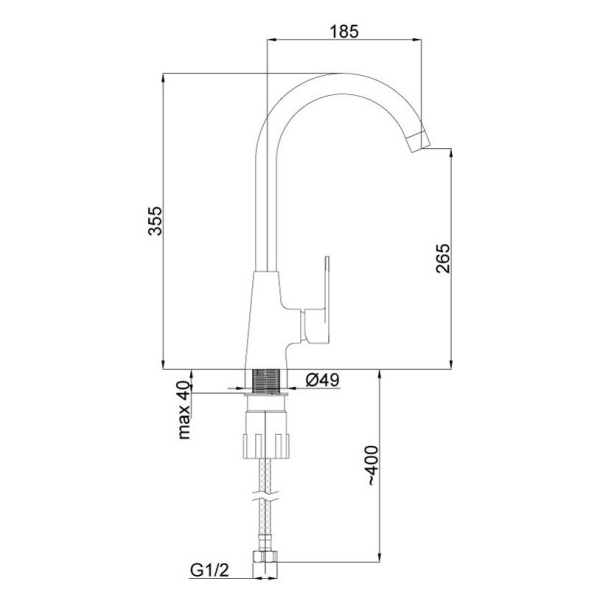 Kitchen faucet RUBINETA VIVA-33 (VV30008), Silver