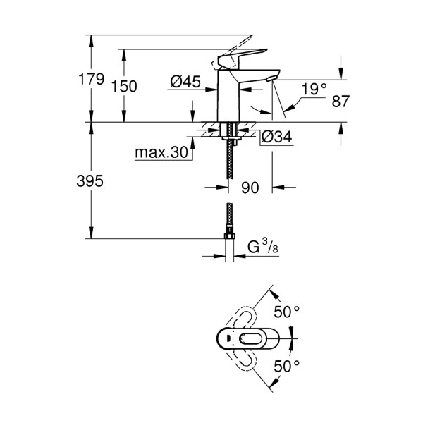 Washbasin faucet Grohe Start Loop 23351000, Silver