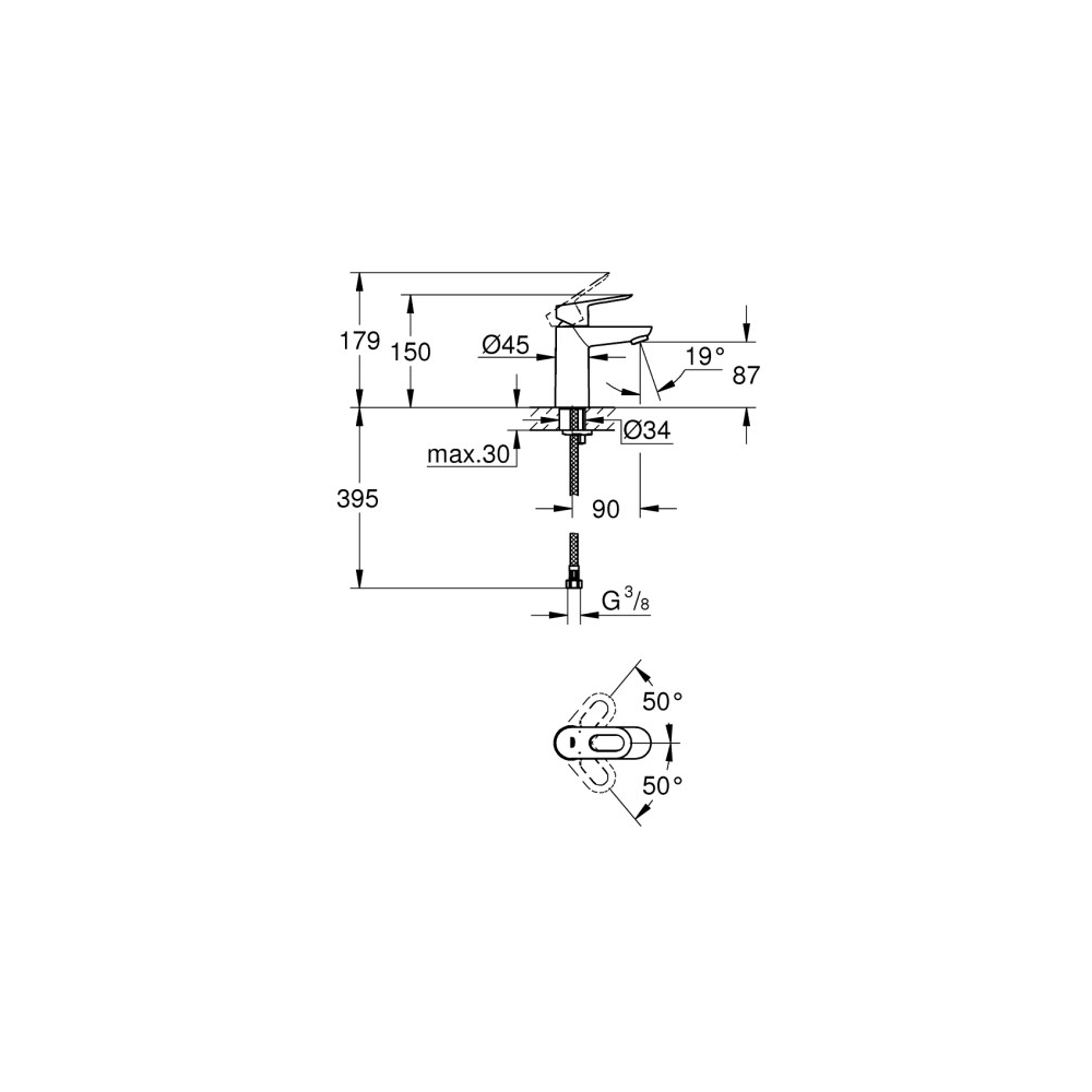 Washbasin faucet Grohe Start Loop 23351000, Silver