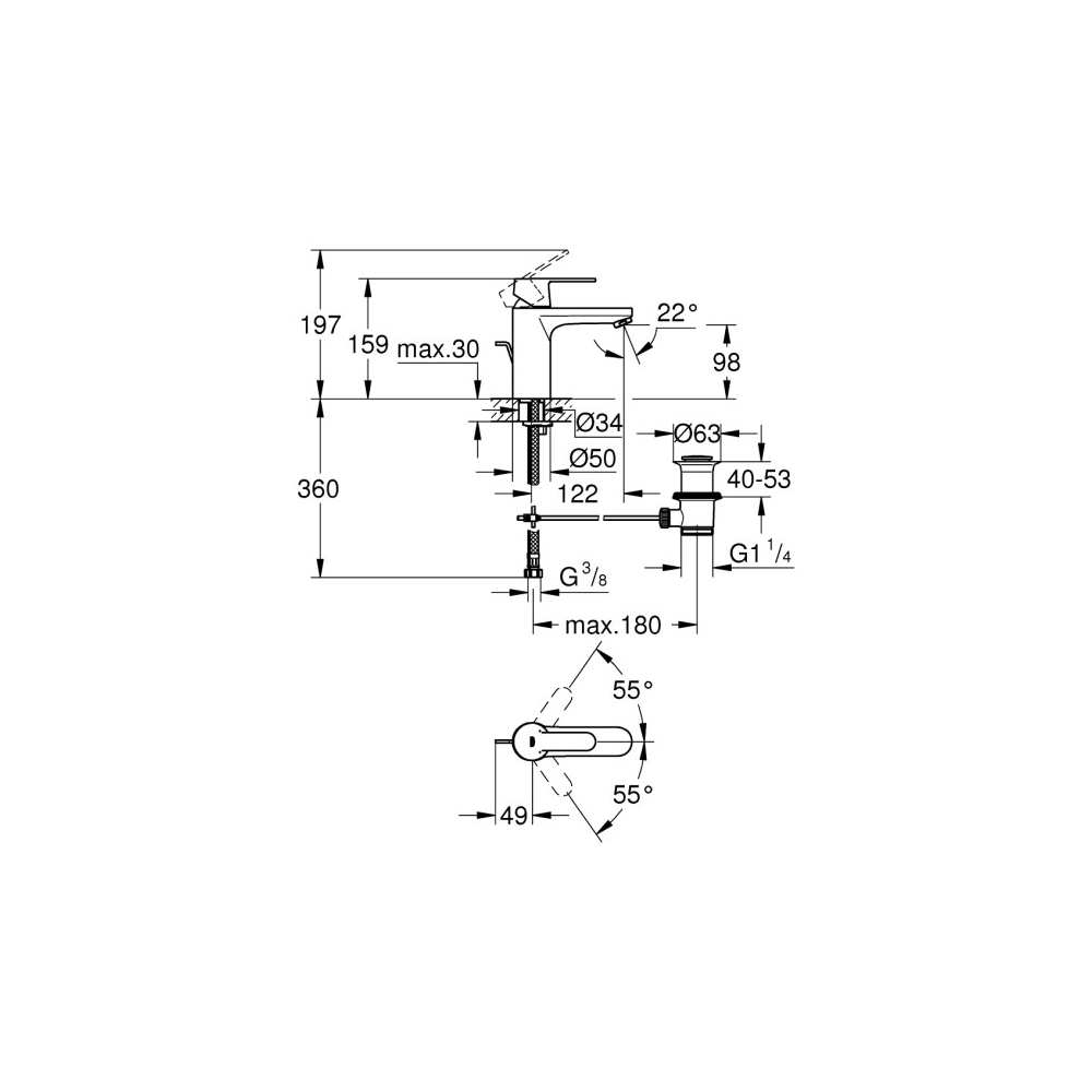 Washbasin faucet Grohe Get 23454000, Silver