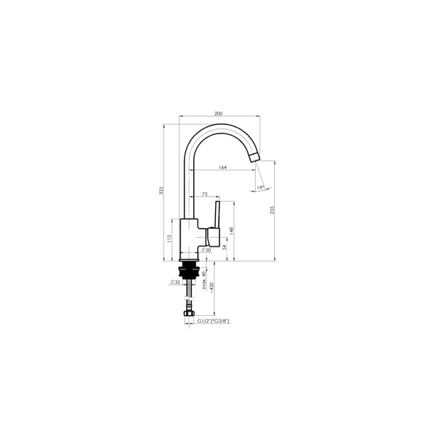 Kitchen faucet Rubineta Axe-33 AX30008 Chrome, Silver