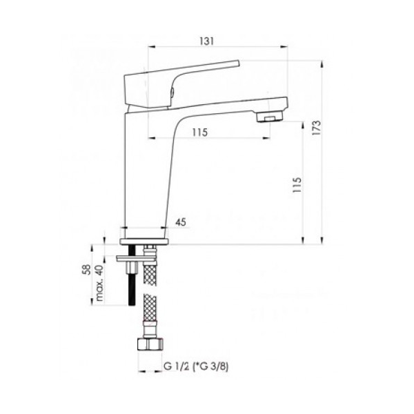Washbasin faucet Rubineta Modena 18 (MD80008), Silver