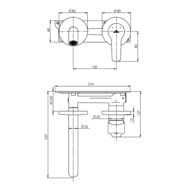 Mixer faucet hidden Rubineta Torino-1F, Silver