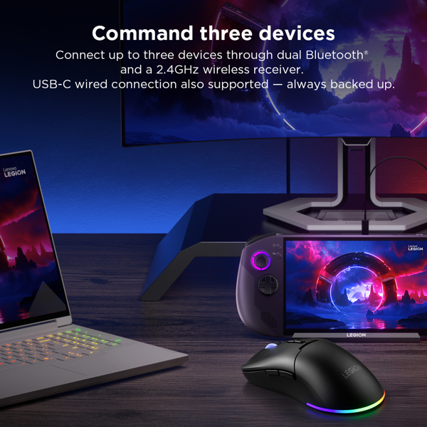 Gaming Mouse Lenovo GY51V60439 Legion M220, Wireless, Bluetooth, USB, Nebula Purple