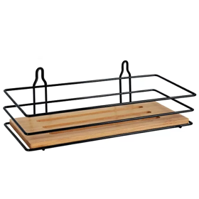 აბაზაბის თარო Bisk Plain, Bathroom Shelf, Black/Bamboo
