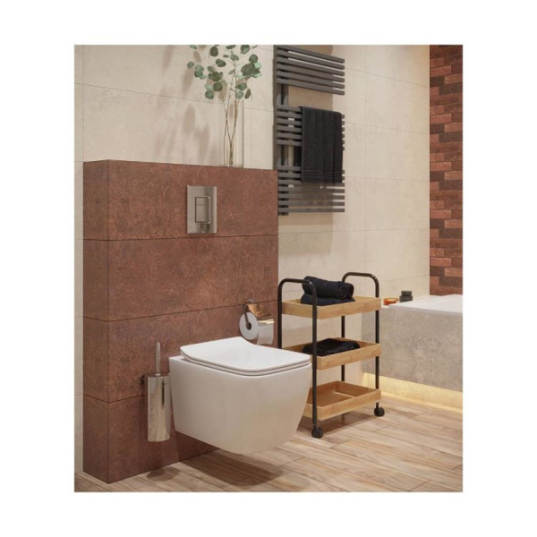 აბაზანის თარო Bisk Plain, Bathroom Shelf, Black/Bamboo