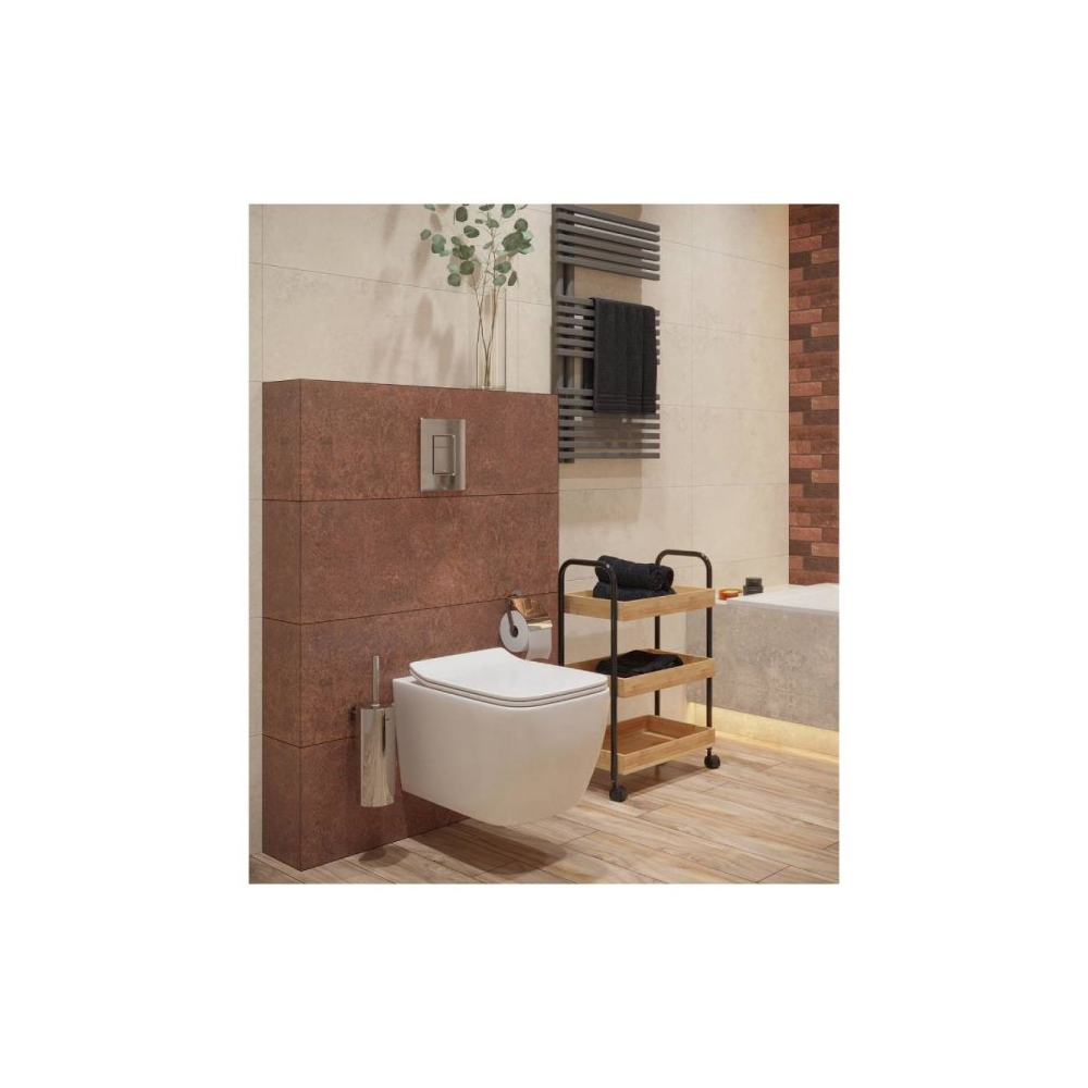 აბაზანის თარო Bisk Plain, Bathroom Shelf, Black/Bamboo
