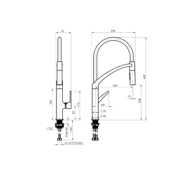 Kitchen faucet Rubineta Ultima-50 UL50068, Black