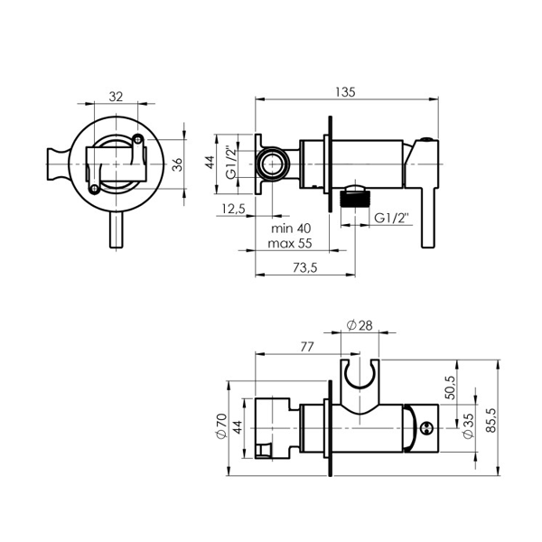 Bidet faucet Rubineta Ultra 625121, Silver