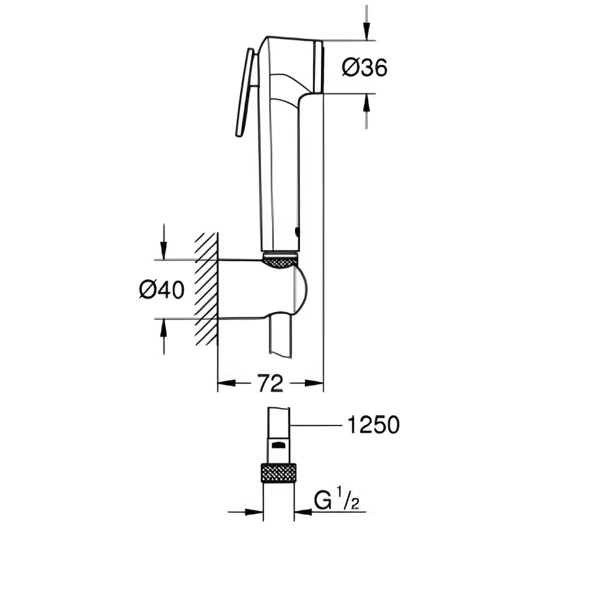 Bidet set Grohe VITALIO TRIGGER SPRAY 26175001, Silver