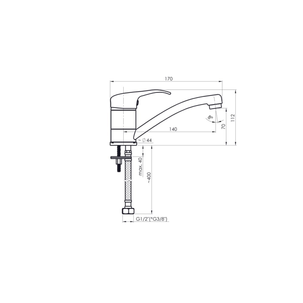 Washbasin faucet Rubineta Optima 19, Silver