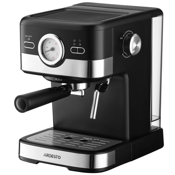 ყავის აპარატი Ardesto YCM-E16B Carob, 1100W, 1.5L, Coffee Machine, Black/Silver