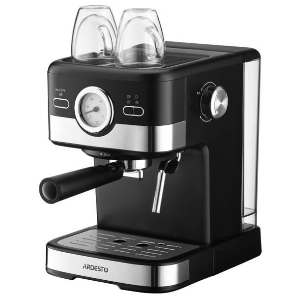 ყავის აპარატი Ardesto YCM-E16B Carob, 1100W, 1.5L, Coffee Machine, Black/Silver