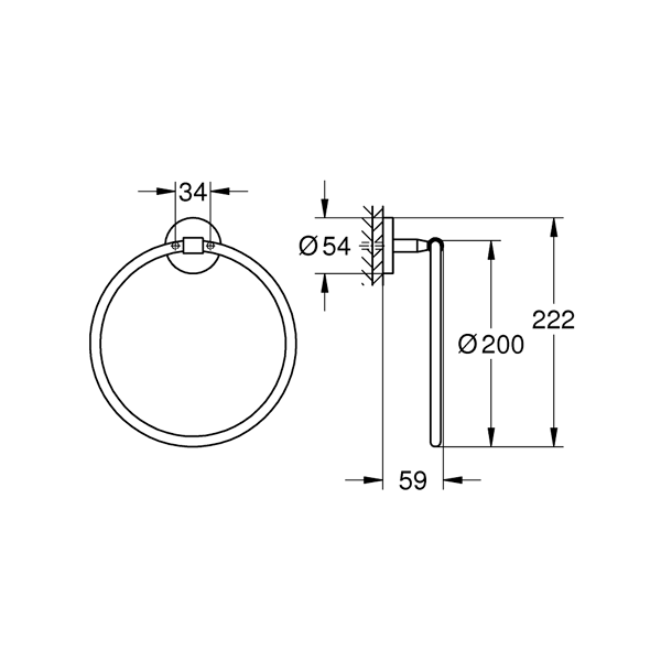 Towel Rack GROHE BAU COSMOPOLITAN 40460001, Chrome