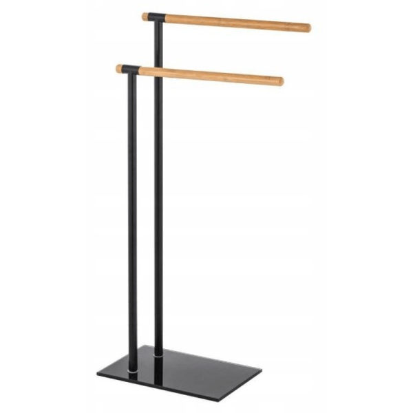 პირსახოცის საკიდი Bisk Plain, Towel Rack, Black/Bamboo
