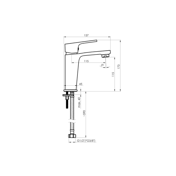 Washbasin faucet Rubineta Modena 18 BK RG, Black
