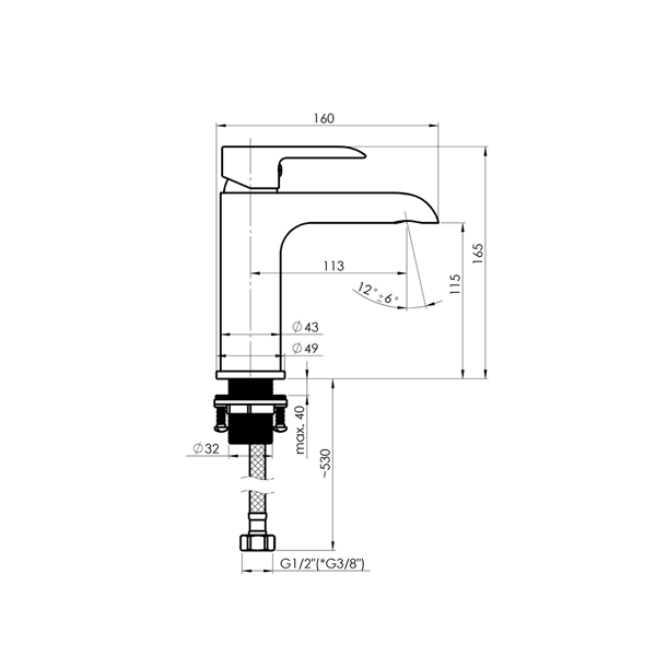 Washbasin faucet Rubineta Ultra-18 (N) Chrome, Silver