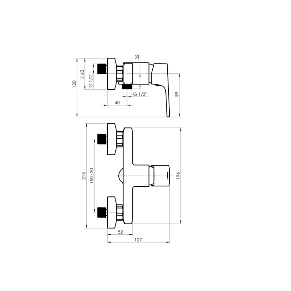Bath faucet Rubineta Modena-12/K BK MD20K68, Black