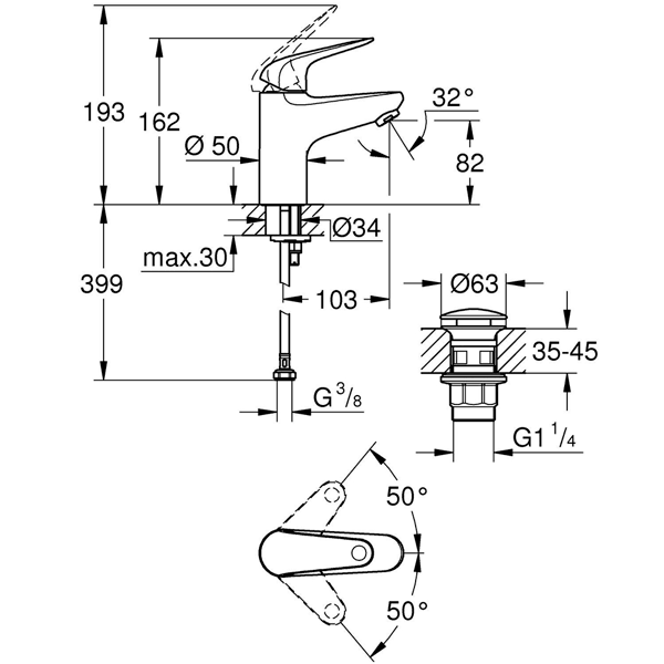 Washbasin Mixer Grohe 24318001, Silver