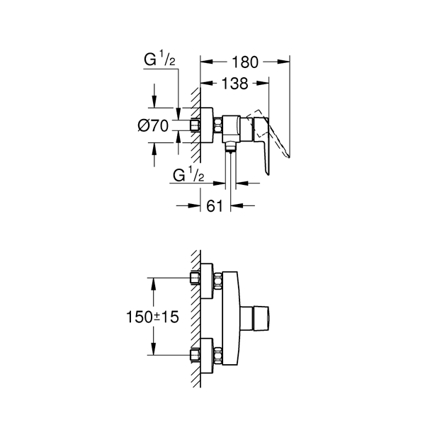 Shower faucet Grohe Start 2021 QuickFix, Silver