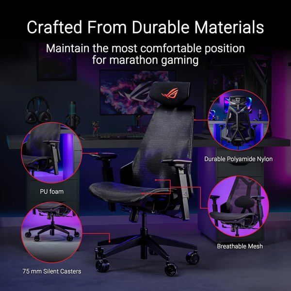 Gaming Chair Asus 90GC01P0-MSG010 ROG Destrier Core SL400C, Black