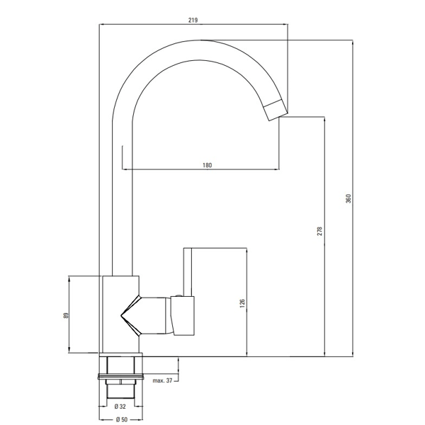 სამზარეულოს შემრევი Deante Luno BOC_062M, Kitchen sink mixer, Silver