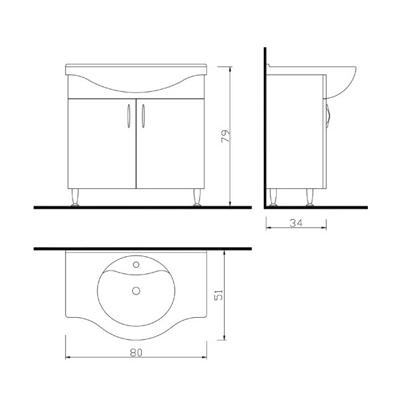 აბაზანის ტუმბო ხელსაბანით Denko Trend 16041035, Bathroom vanity with washbasin, White