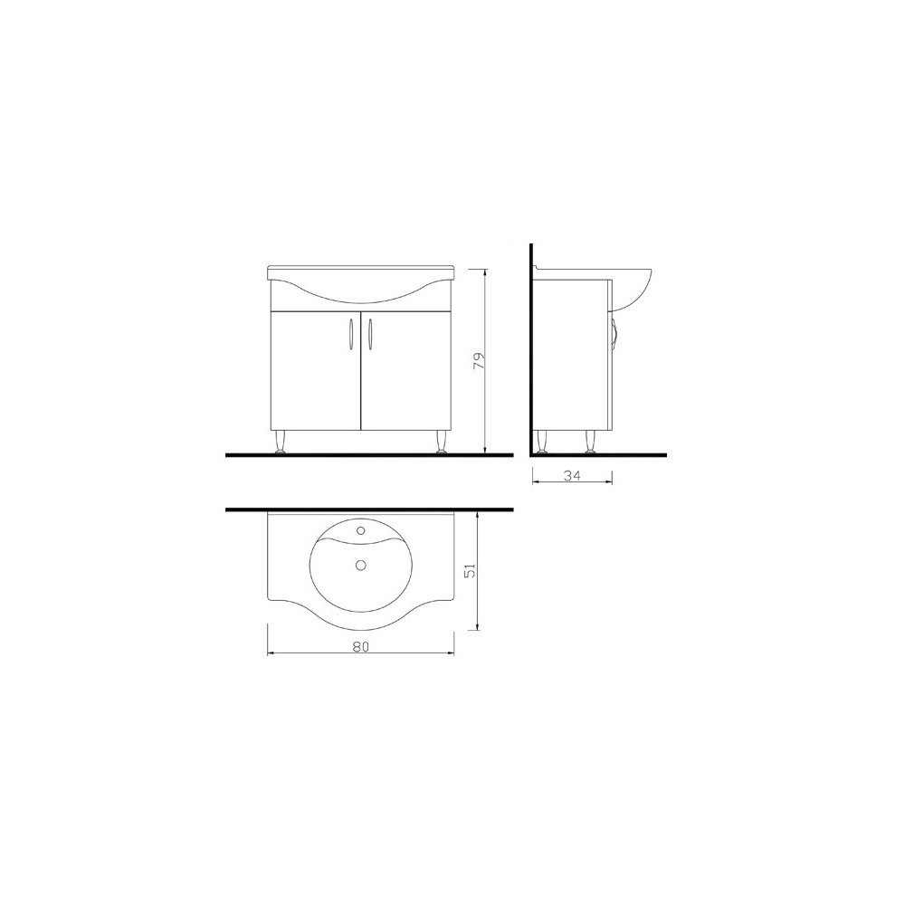 აბაზანის ტუმბო ხელსაბანით Denko Trend 16041035, Bathroom vanity with washbasin, White