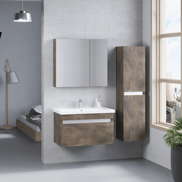 აბაზანის კარადა სარკით Denko More 80 Patara Bronze, Cabinet with mirror, Brown