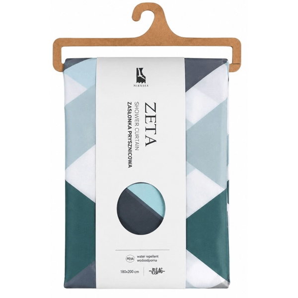 აბაზანის ფარდა Bisk Zeta Peva 08227, 180x200cm, Shower Curtain, Green/Blue