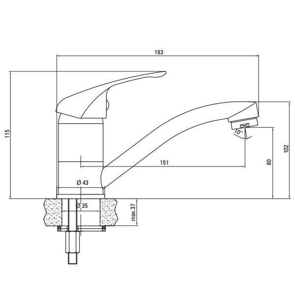 Washbasin mixer Deante Lobo BYU_026M, Chrome