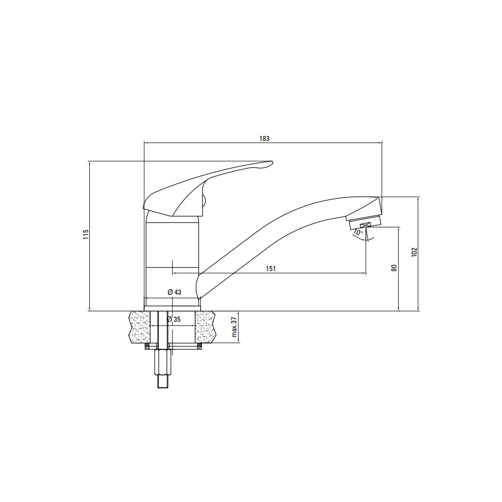 Washbasin mixer Deante Lobo BYU_026M, Chrome