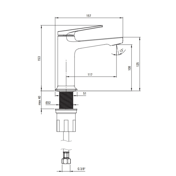 Washbasin mixer Deante Ivo BLI_020M, Chrome