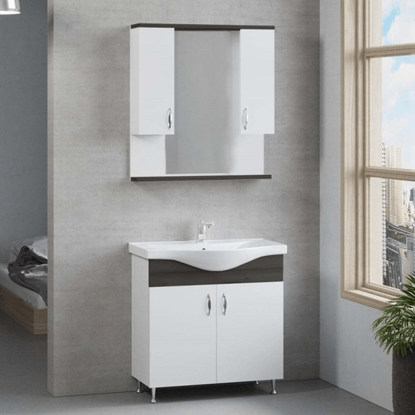 აბაზანის კარადა სარკით Denko Trend 80, Cabinet with mirror, White