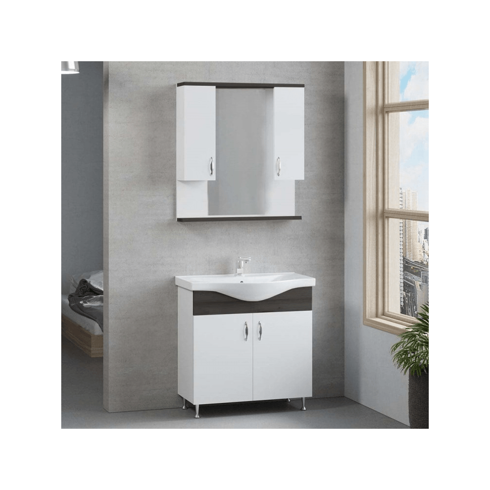აბაზანის კარადა სარკით Denko Trend 80, Cabinet with mirror, White