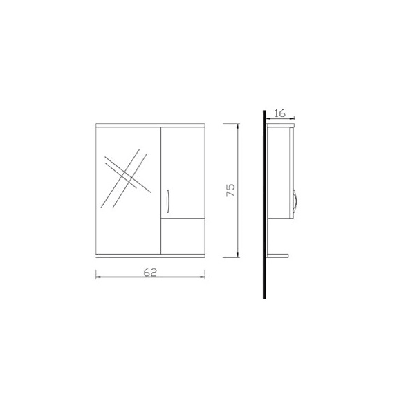 აბაზანის კარადა სარკით Denko Trend 65, Cabinet with mirror, Blue