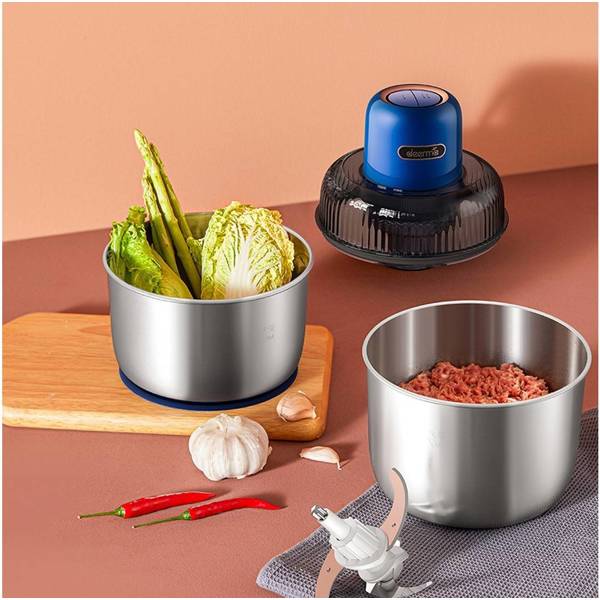 Mini Chopper Deerma JR02, 300W, 1.5L, Silver/Blue