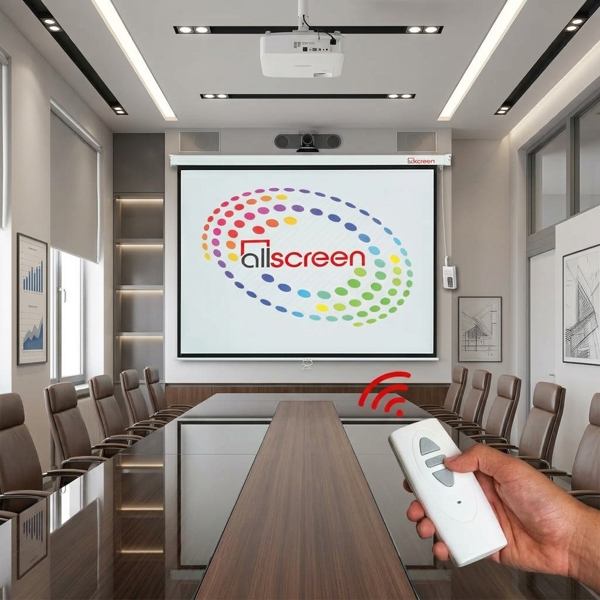 პროექტორის ელექტრო ეკრანი ALLScreen CMP-12043, Electric Projection Screen With Remote Control, 240x180cm, 4:3, 120", 160°