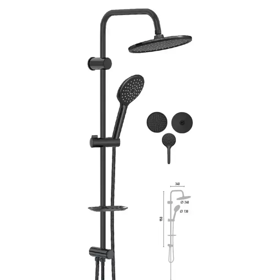 Shower system Valtemo Deluxe Jet Black VS-2543, Black
